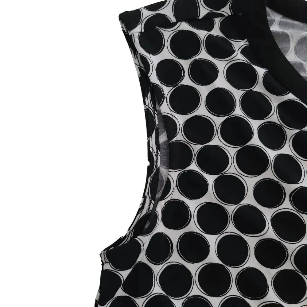 Calvin Klein Polka Dot Sleeveless Blouse Faux Leather Trim Size XS - Picture 8 of 9